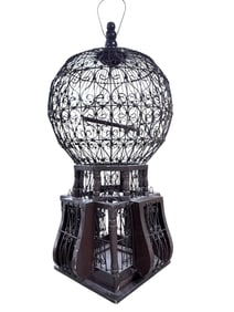 Painted Wood & Wire Bird Cage