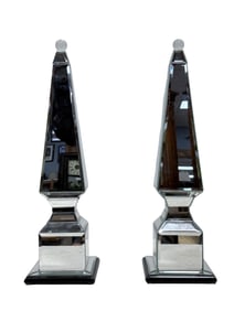Pair of Designer Mirrored Obelisks