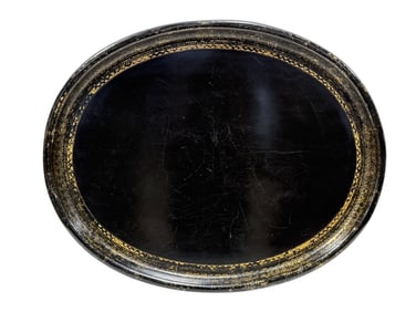 19th C. English Gilt & Black Lacquer Papier-Mache Tray