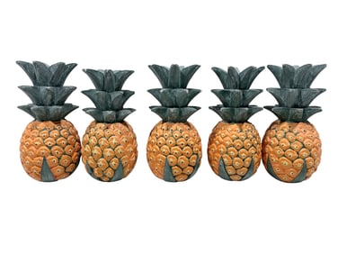 (5) Italian Decorative Painted Carved Wood Pineapples