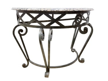 Granite Top Demi Lune Iron Base Table