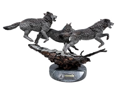 Signed K. Cantrell Bronze Legends "Yellowstone Bound" Sculpture