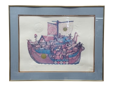 Signed Amram Ebgi "Noah & The Ark" Lithograph