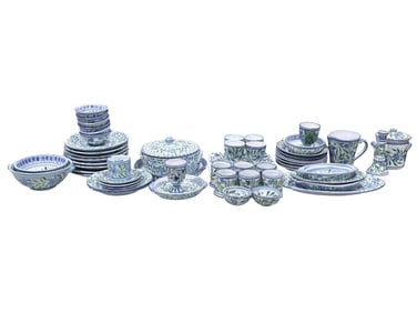 55Pcs of Exclusive Porches Pottery Hand Painted Dish Set