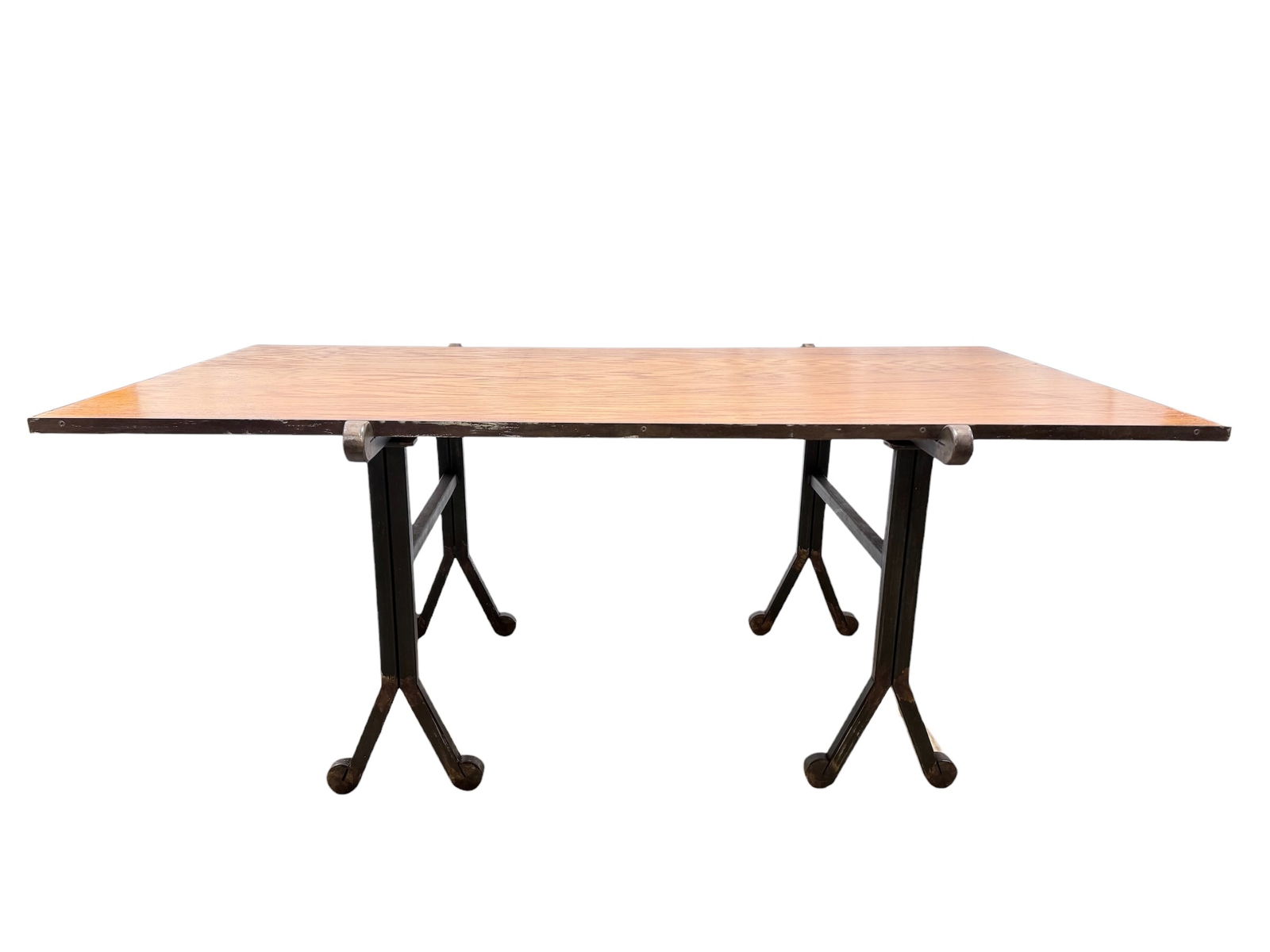 Custom Metal Wrapped Wood Top & Iron Base Table (1 of 8)