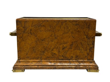 1970s Hart Assoc. Faux Leather & Brass Magazine Rack