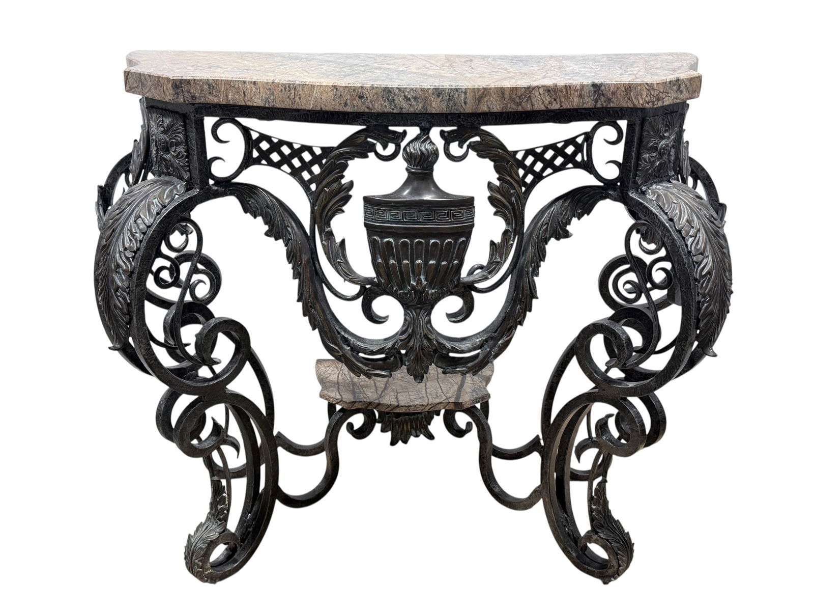 Theodore Alexander Stone Top Iron Console Table w/ Bronze Mounts (1 of 12)