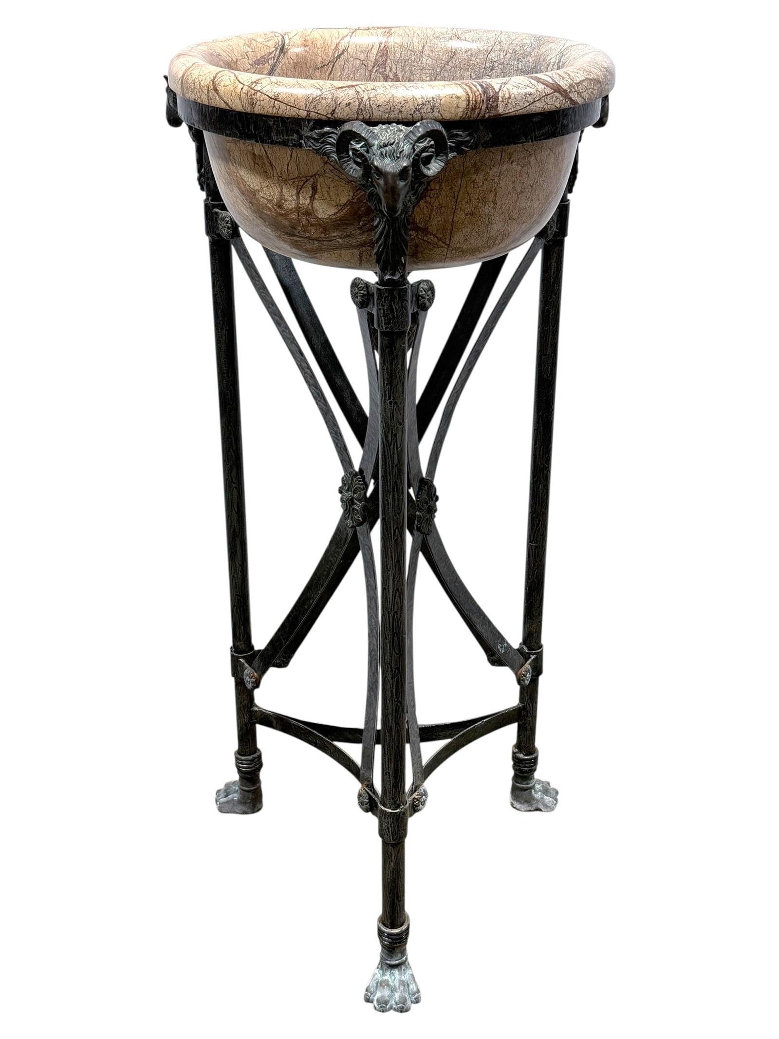 Maitland Smith Iron & Stone Bowl Planter w/ Bronze Mounts (1 of 9)