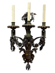 Large 19th C. Sterling Bronze Co. N.Y. Tole & Iron Sconce
