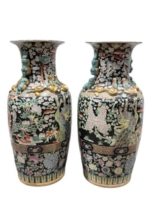 Pair of Fine Tall Asian Floor Vases