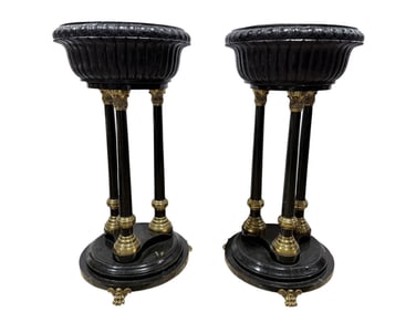 Pair of Maitland Smith Planters on Stands