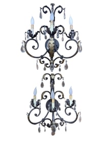 Pair of Currey & Co. French Design 3 Candle Wall Sconces