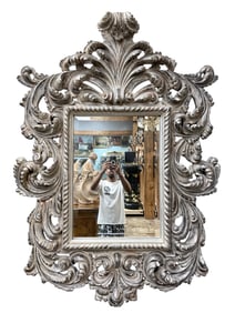 Large Silver Composite Baroque Style Mirror
