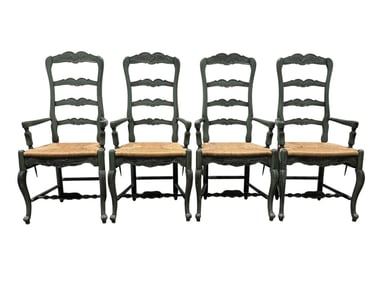 Set of 4 Quality Country French Rush Seat Armchairs