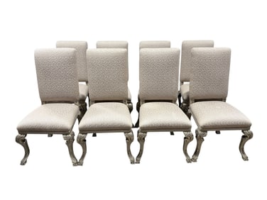 (8) Carved Wood Legs & Silver Gilt Side Chairs