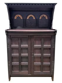 Cir 1900 Arts & Crafts Oak Sideboard w/ Inlaid Panels