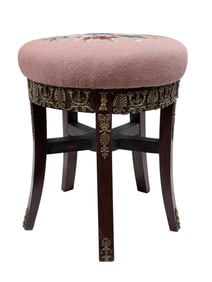 19th C. French Empire Stool w/ Bronze Mounts