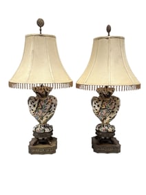Pair of Italian Capodimonte Porcelain Table Lamps