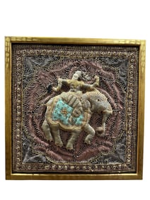 Framed Burmese Kalaga Tapestry Art