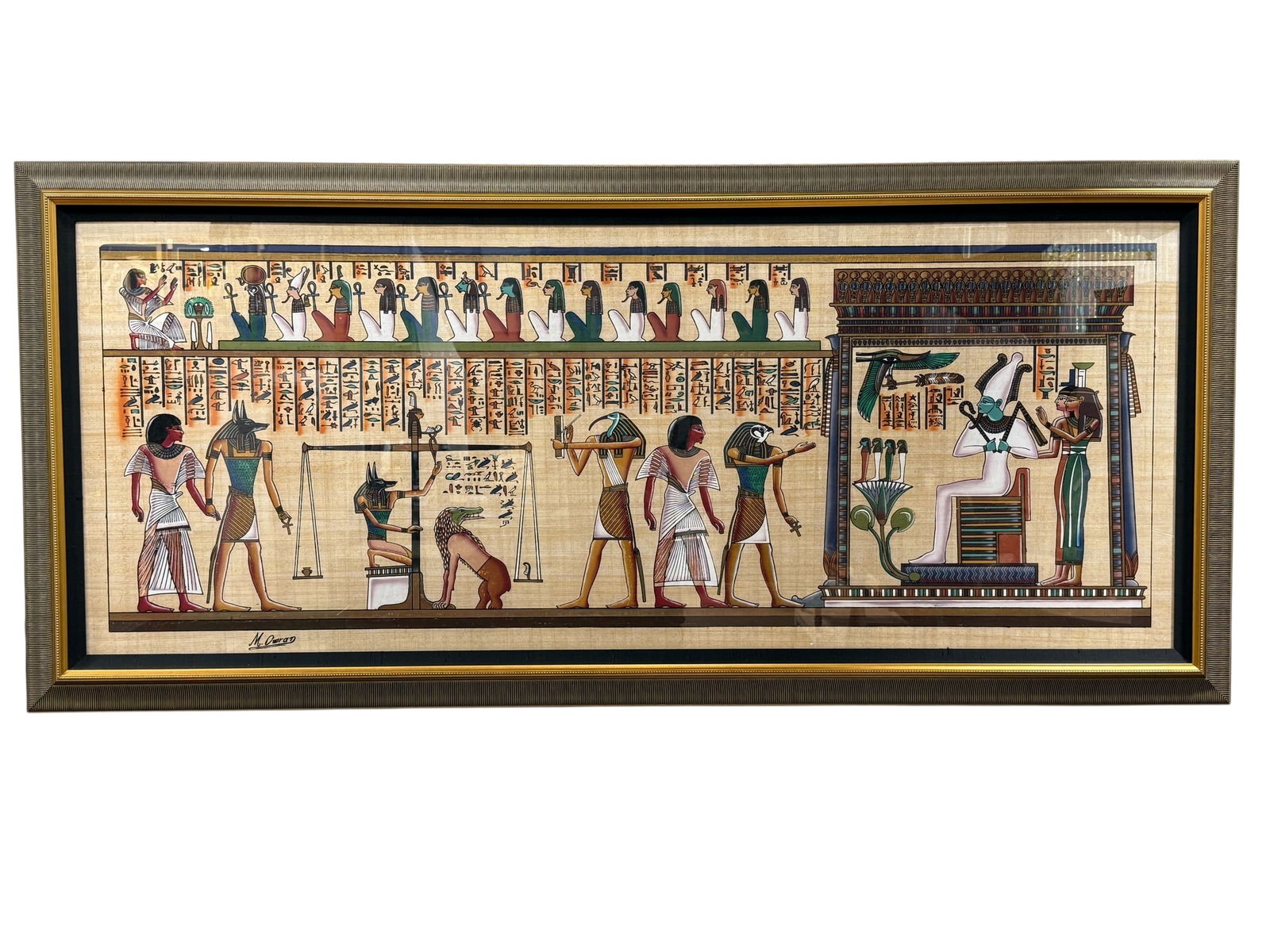 Signed M. Ooran "Papyrus of Hunefer" Egyptian Painting on Wood (1 of 6)