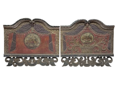 (2) Early 19th C. European Hand Carved & Painted Wood Panels