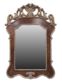Quality Gold Gilt & Burl Wood Finish Beveled Mirror