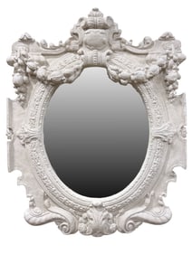 Large Ornate White Faux Stone Mirror