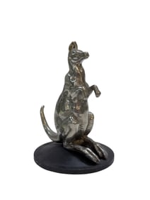 Early 20th C. Silverplate Kangaroo Hood Ornament on Bronze Base