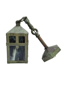 Metal Arts & Crafts Hanging Slag Glass Lantern