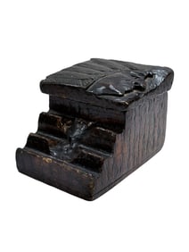 RARE 19th C. Wood Carved Native American Inkwell