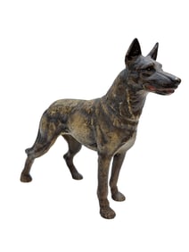 Antique Painted Cast Iron German Shepherd Doorstop