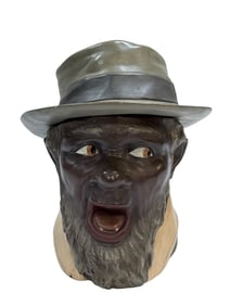RARE Antique  "Black Man in Hat" Tobacco Humidor Jar