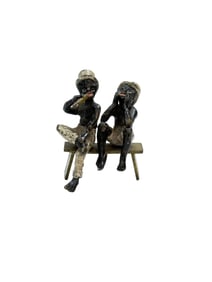 RARE 19th C. Viennese Cold Painted Bronze Figures "Sharing a Smoke"