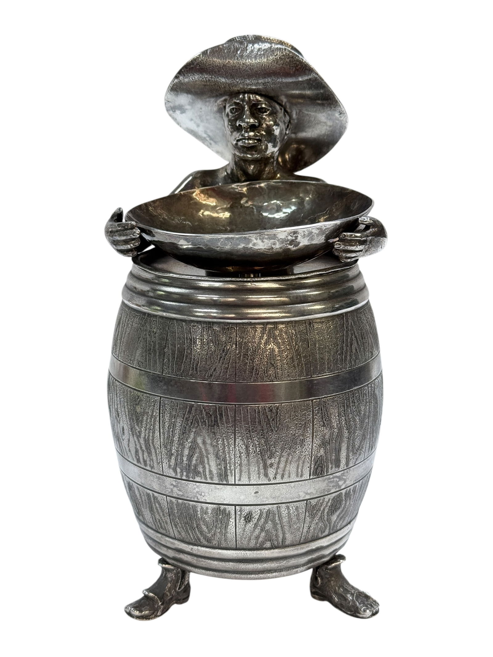 VERY RARE 19th C. Rogers & Bro Silverplate Tobacco Jar & Match Striker (1 of 14)