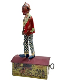 1920s Jazzbo~Jim "The Dancer on The Roof" Tin Wind Up Toy