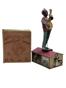 1920s Jazzbo~Jim "The Dancer on The Roof" Tin Wind Up Toy & Orig. Box