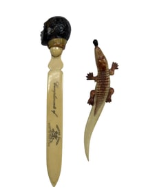 Celluloid Black Man Letter Opener & Alligator Letter Opener