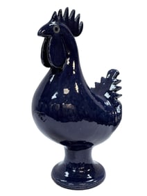 Signed Edwin Meaders Blue Pottery Rooster 1996