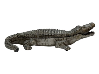 English Cast Iron Alligator Cigarette/Match Holder & Stricker