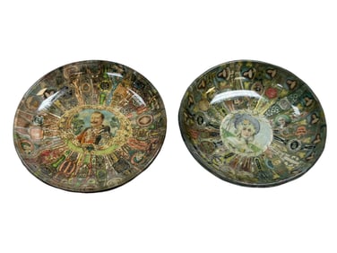 2 Victorian Cigar Band Glass Bowls