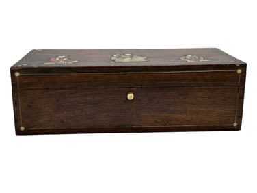 19th C. Teak Wood Inlaid Jewelry Box