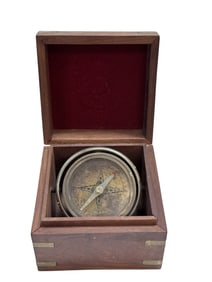 Vintage Brass Nautical Gimbaled Compass in Box