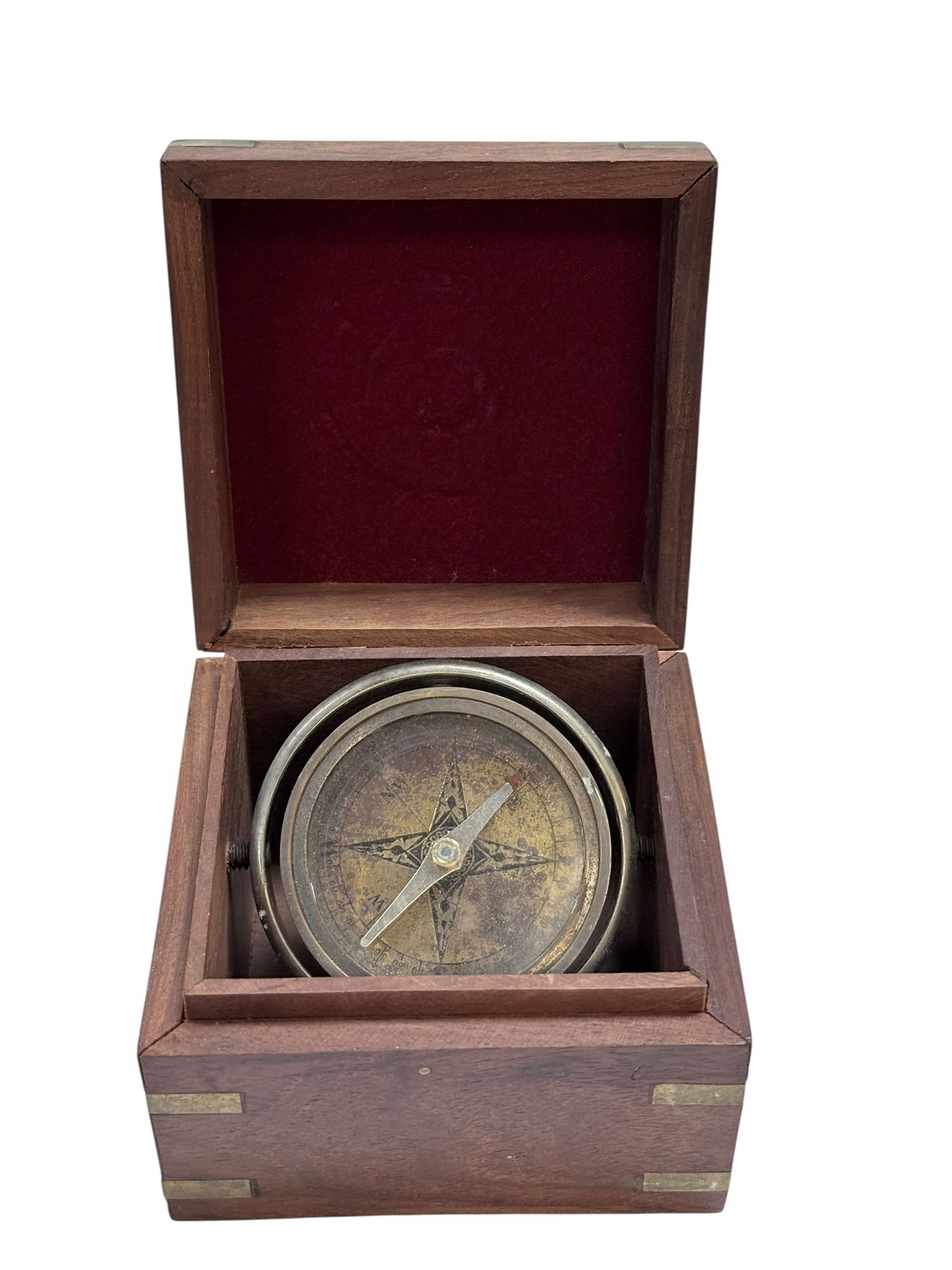 Vintage Brass Nautical Gimbaled Compass in Box (1 of 7)