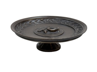 RARE Fine 19th C. Bronze "Lizard & Fly" Compote