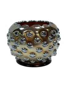 RARE Millerburg Carnival Glass Hobnail Rose Bowl
