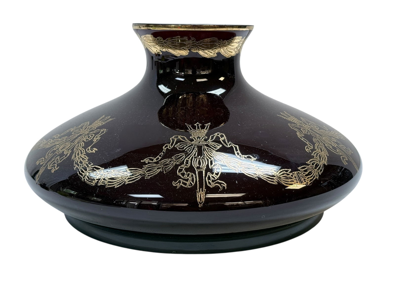 Cir 1900 Red Cased Glass Student Lamp Shade (1 of 6)