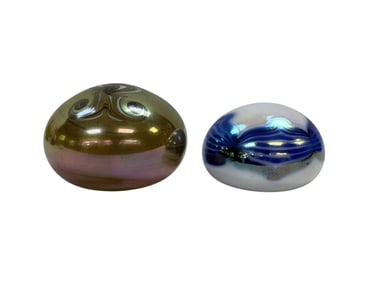 (2) Art Glass Paperweights