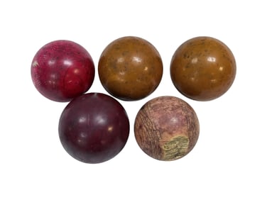 (5) 19th Stained Bone Game Balls