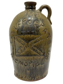 Signed Chester Hewell "Confederate Memorial Day" Pottery Jug