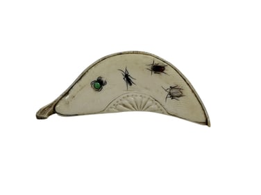 RARE Signed Shibayama Okimono Meiji Carved Bone Fruit Slice